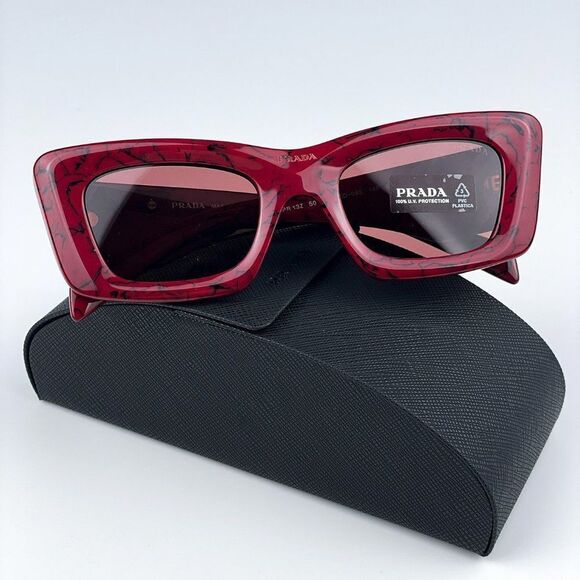 NEW Prada PR13ZS 15D08S Etruscan Marble Red Violet Cat Eye Unisex Sunglasses - Picture 2 of 13